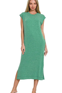 Zenana French Terry Sleeveless Round Neck Midi Dress