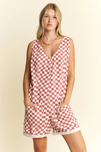 Jade By Jane Plus Size Plaid Print Shorts Romper