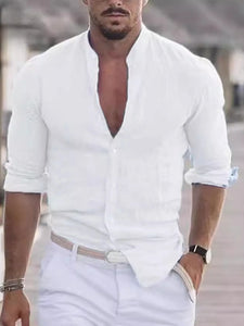 Men's Full Size Stand Collar Button Down Shirt Plus Size